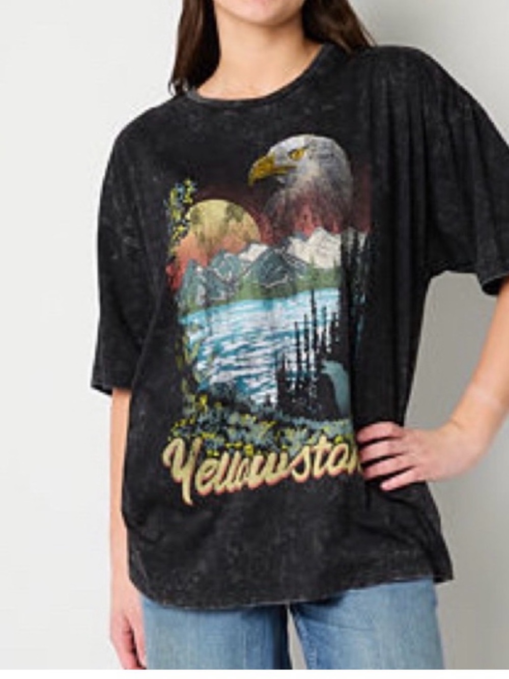Mighty Fine Black Yellowstone Eagle Graphic Tee